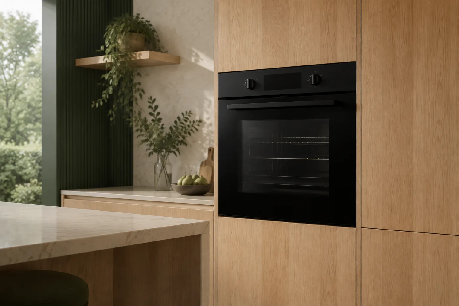 فر توکار مشکی در کابینت آشپزخانه مدرن